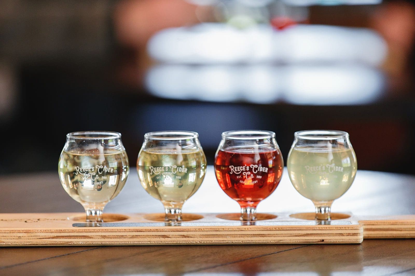 a flight of various ciders
